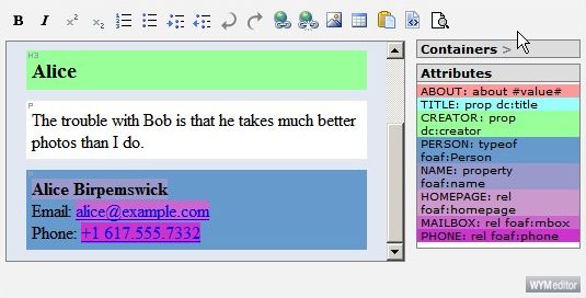 WYMeditor RDFa editor WYMeditor RDFa editor